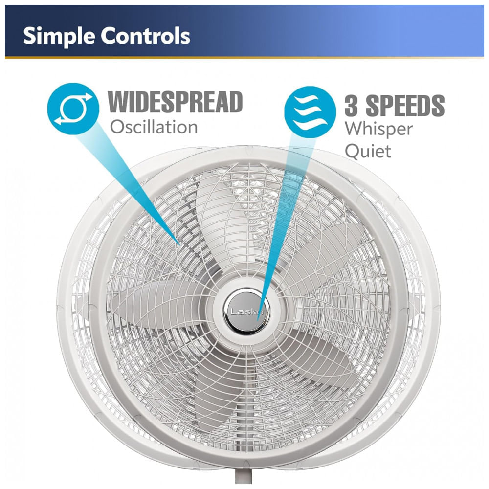 Miniatura Ventilador de Torre com Altura Ajustável e 3 Velocidades para Quarto e Sala de Estar, 110V, Lasko, Branco