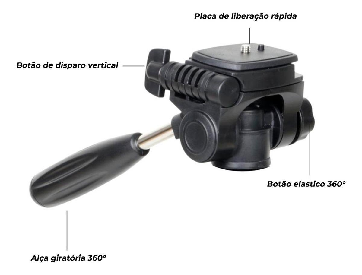 Miniatura Tripé Profissional Celular Câmera Canon 1,80 Mts + Suporte