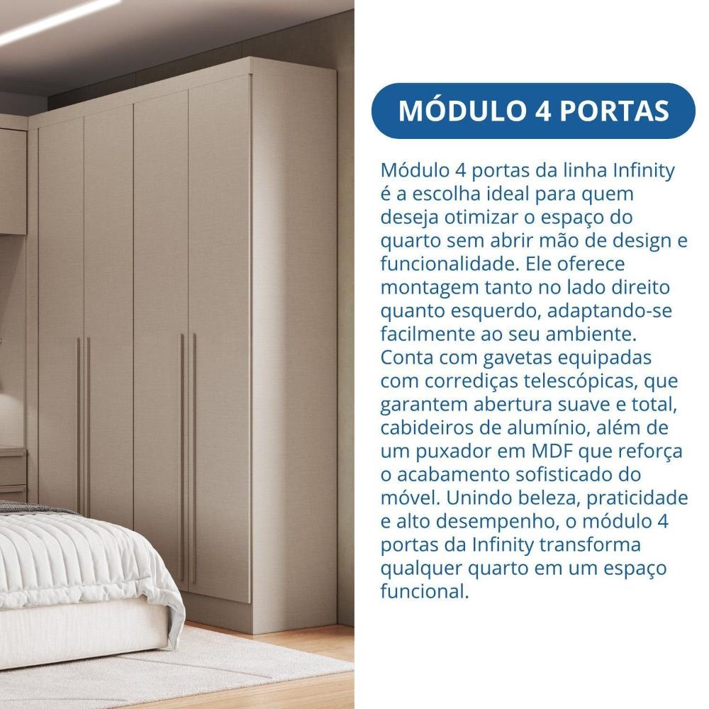 Módulo Guarda-roupa de Canto 4 Portas 2 Gavetas Infinity Duna