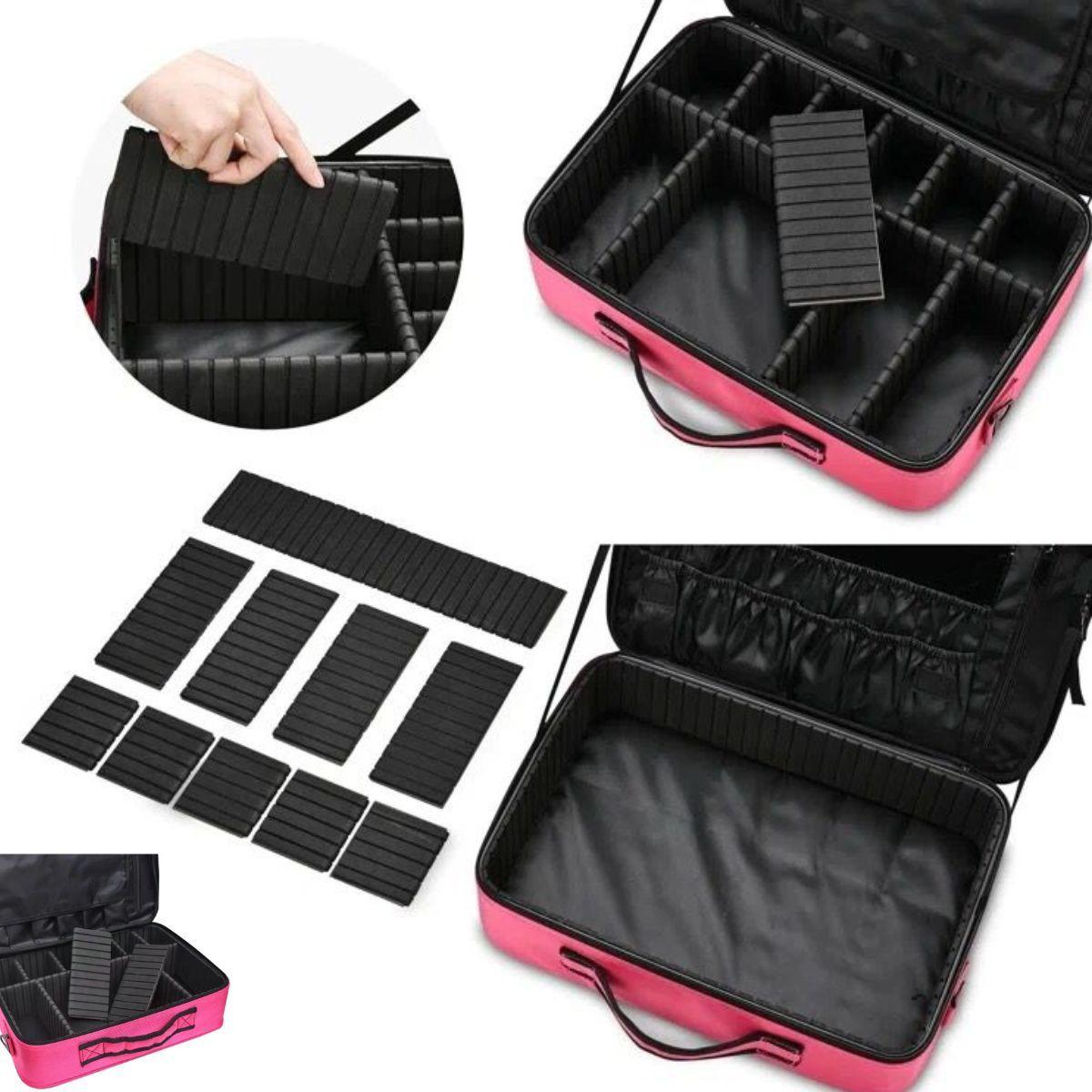 Maleta Mala Bolsa Maquiagem Profissional Make Divisória Base