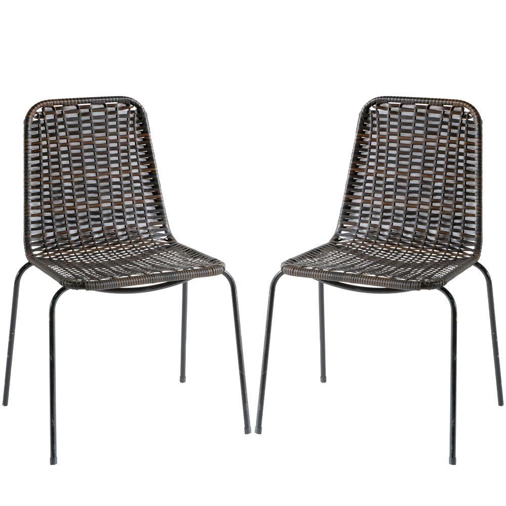 Miniatura Conj 2 Cadeiras Em Fibra Sintética Para Área Pedra Ferro