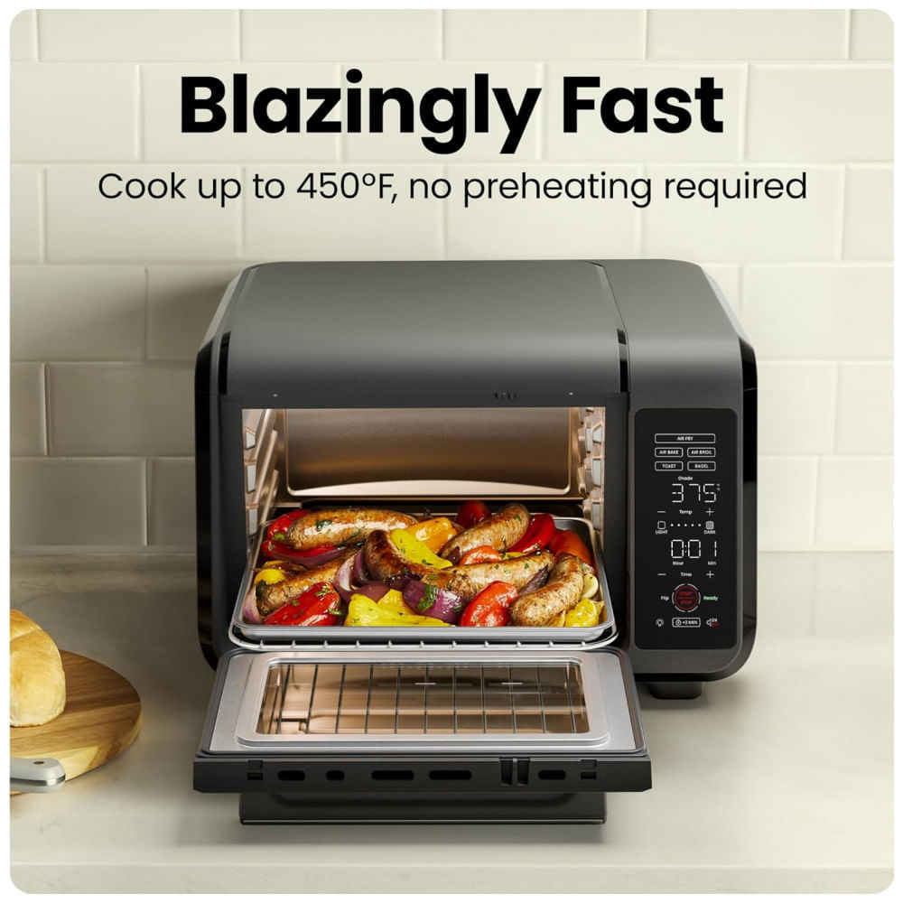 Fritadeira elétrica forno de bancada 14L Chefman EasyAir preta 5 funções 450°C 1750W 110V