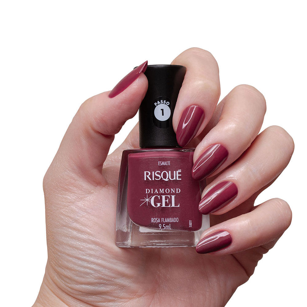Miniatura Esmalte Risqué Diamond Gel Cor Rosa Flambado 9,5ml