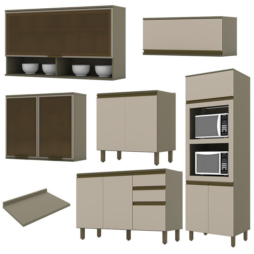 Miniatura Cozinha Completa 6 Peças Connect Duna-cristal Com Aéreo Vidro - Móveis Henn Duna-cristal