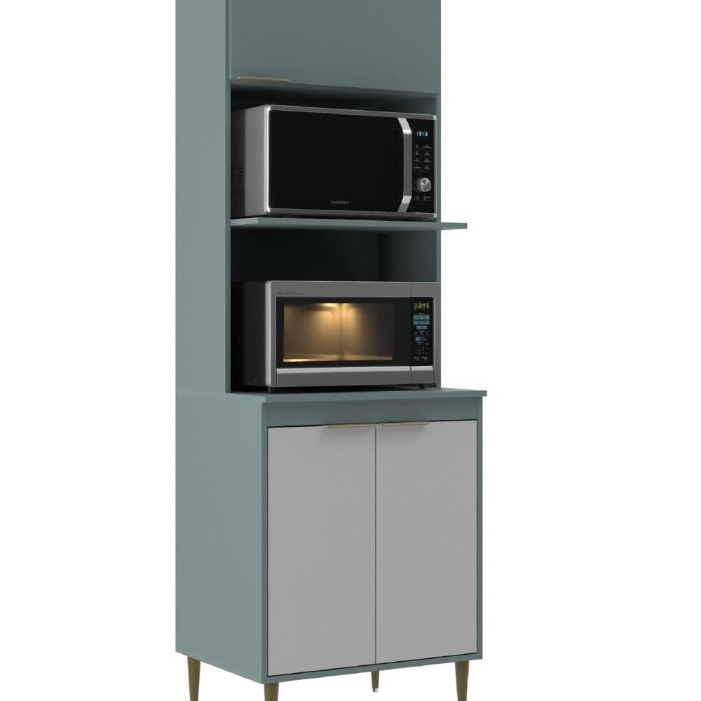 Miniatura Armário Torre Quente Forno e Micro 40 Litros Jade Grey/ Branco