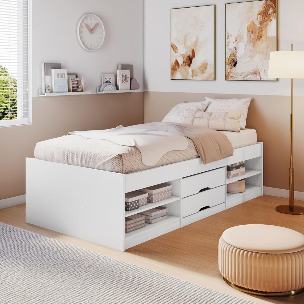 Miniatura Cama Solteiro Multifuncional 2 Gavetas Branco
