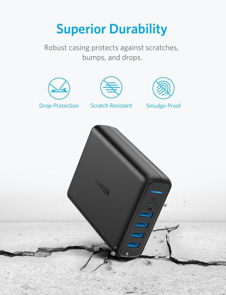 Miniatura Carregador Fast Anker Powerport 4X Usb 1X Usb-C Power Iq 2.0