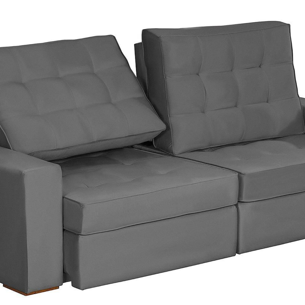 Sofá Curitiba Modular 3 Lugares 230cm Retrátil Reclinável Yescasa Cinza