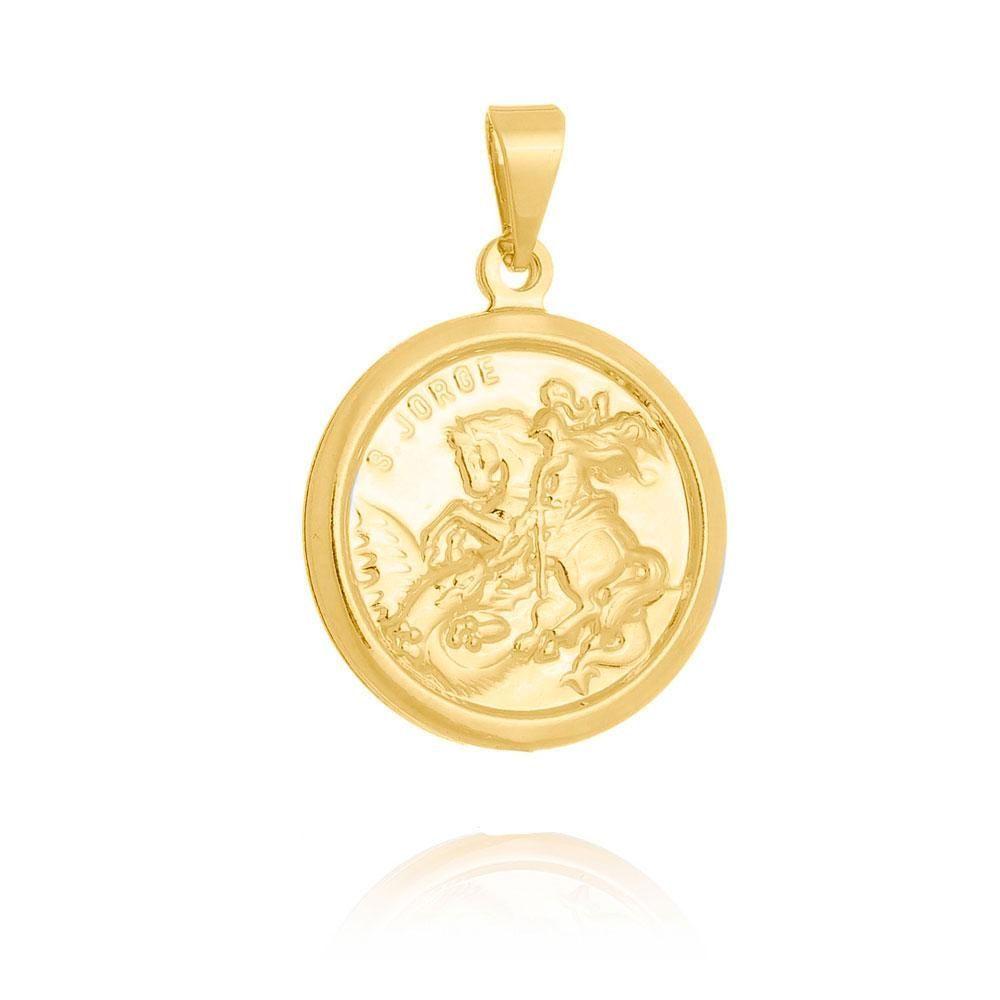 Miniatura Pingente De São Jorge Diamantado Banho Em Ouro 18k