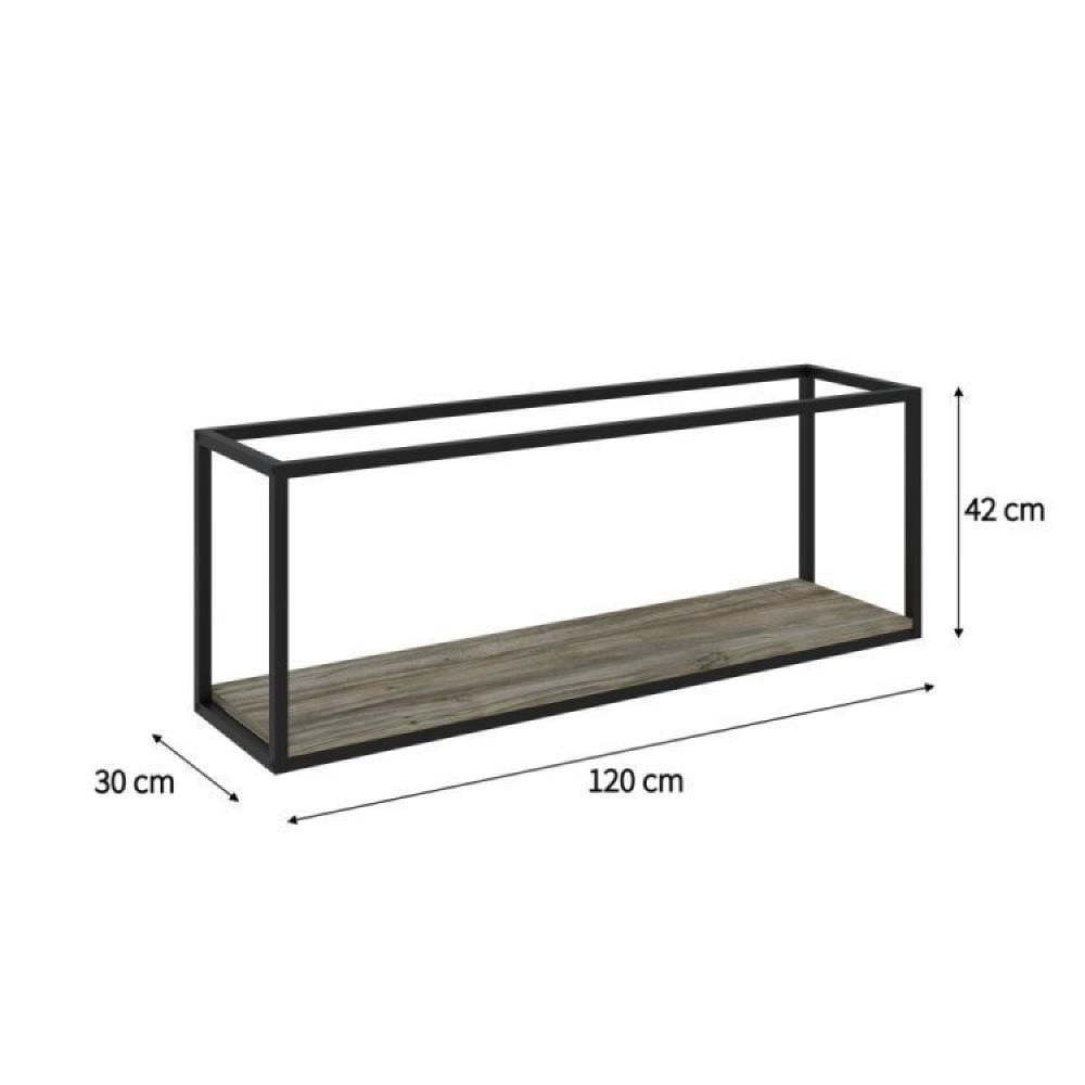 Conjunto Rack para TV até 50 Polegadas 1 Nicho Aéreo 1 Estante Estilo Industrial Active Yescasa Carvalho