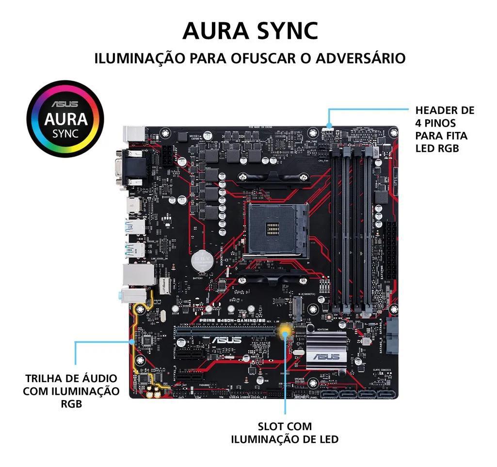 Miniatura Placa Mae Amd Asus B450M-Prime/Br Gaming Am4 Ddr4