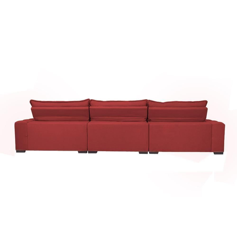 Miniatura Sofá Lisboa 3,82m Retrátil, Reclinável, Molas No Assento E Almofadas Lombar Tecido Suede Vermelho