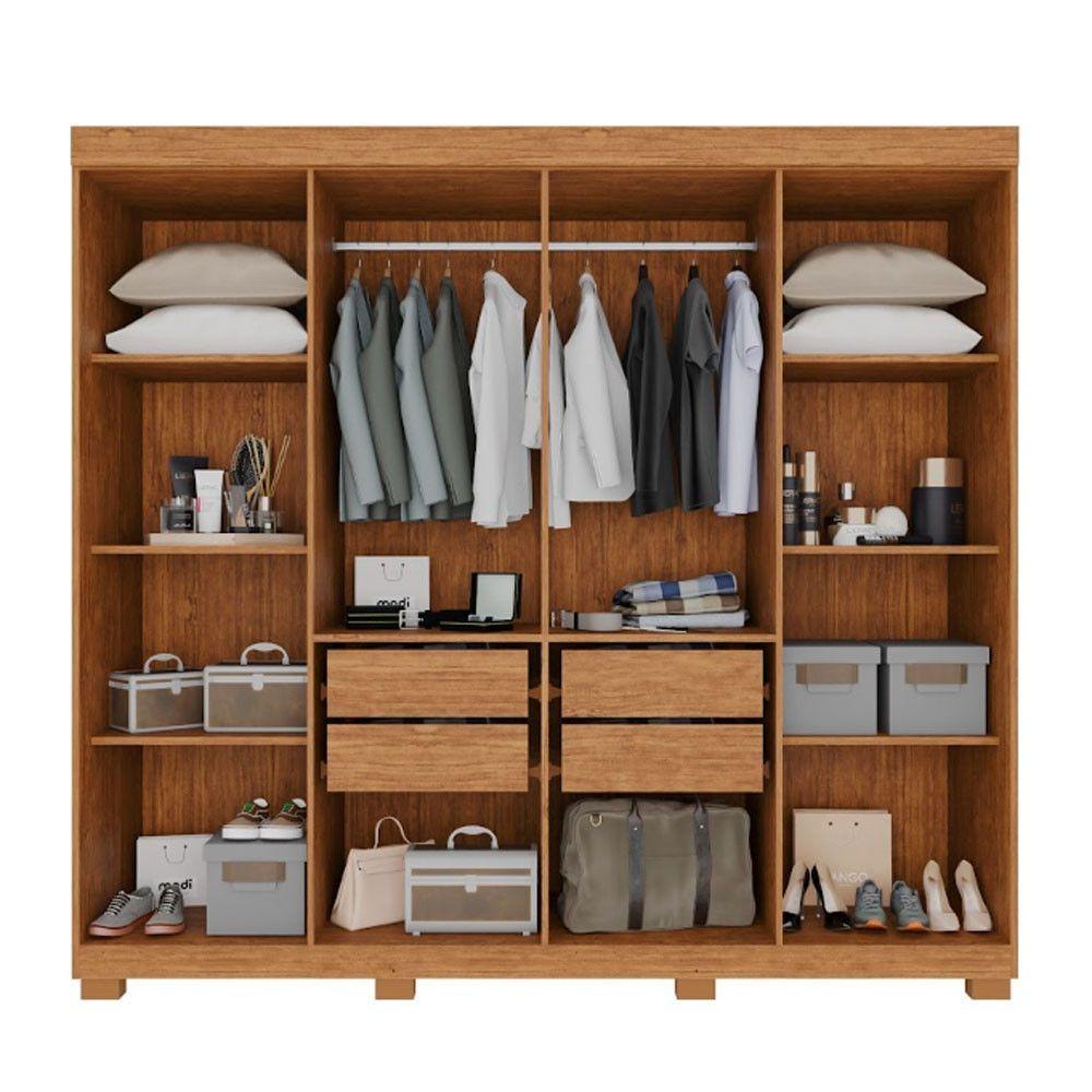 Guarda Roupa 8 Portas Com Espelho 4 Gavetas Milano Imop Móve Cinamomo Com Off White
