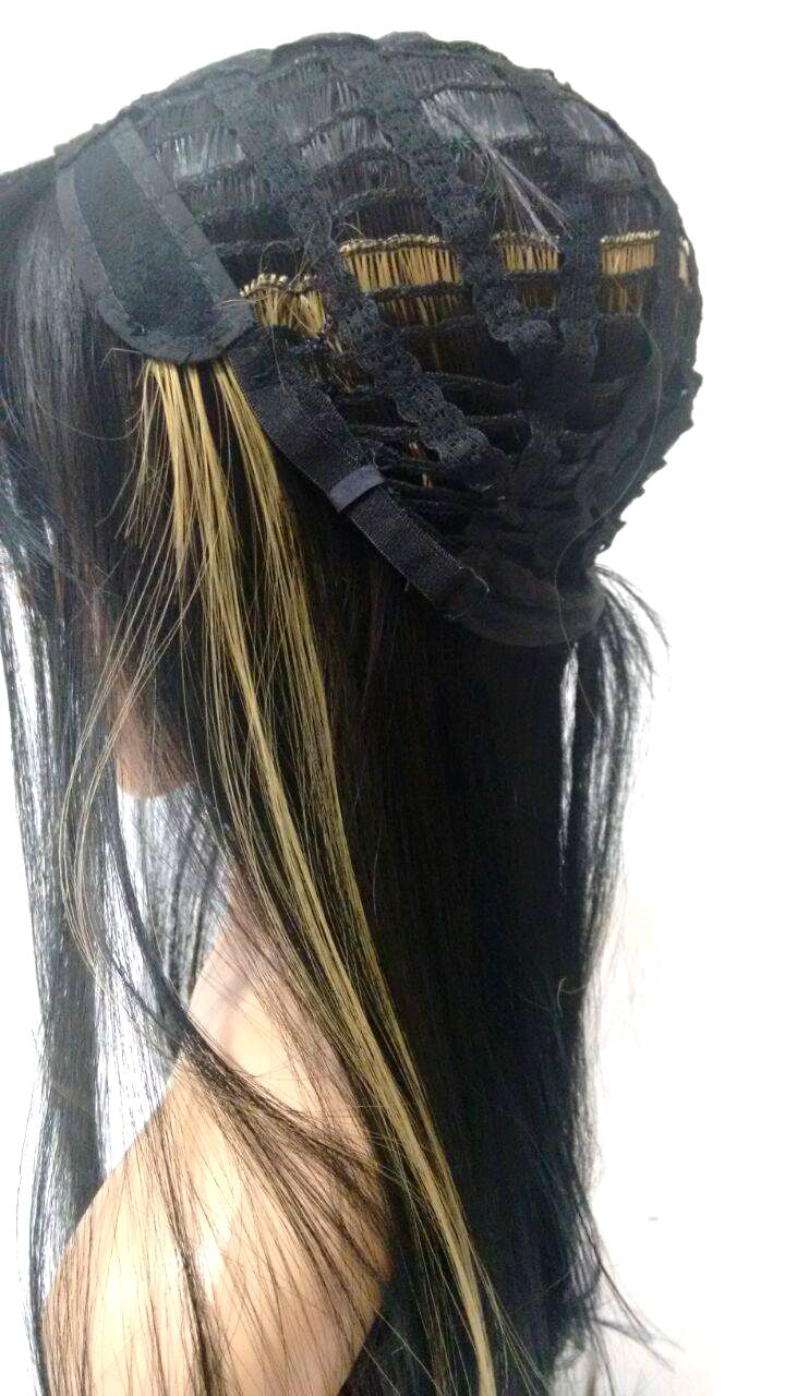 Peruca Lace Wig Lisa Preto com luzes Fibra Futura