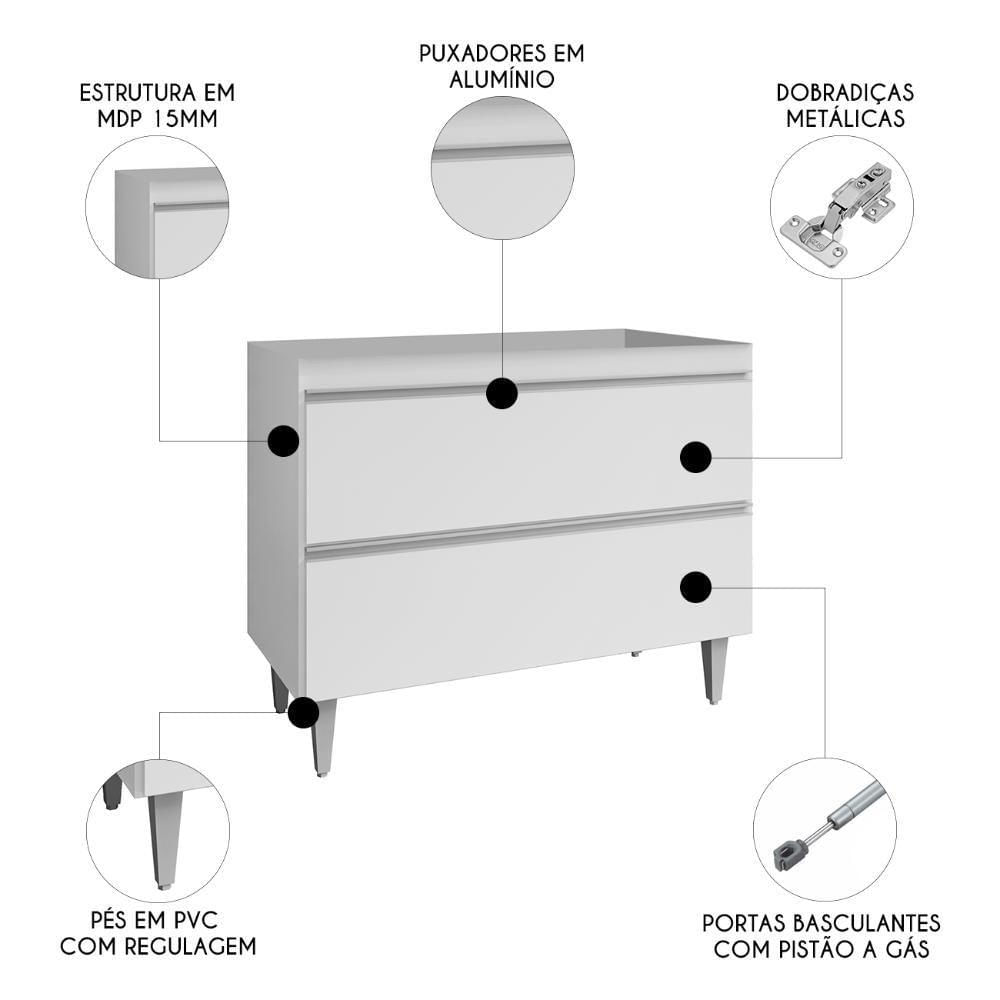 Miniatura Balcão De Cozinha Para Pia 100cm Sem Tampo Julia M24 Branco - Mpozenato