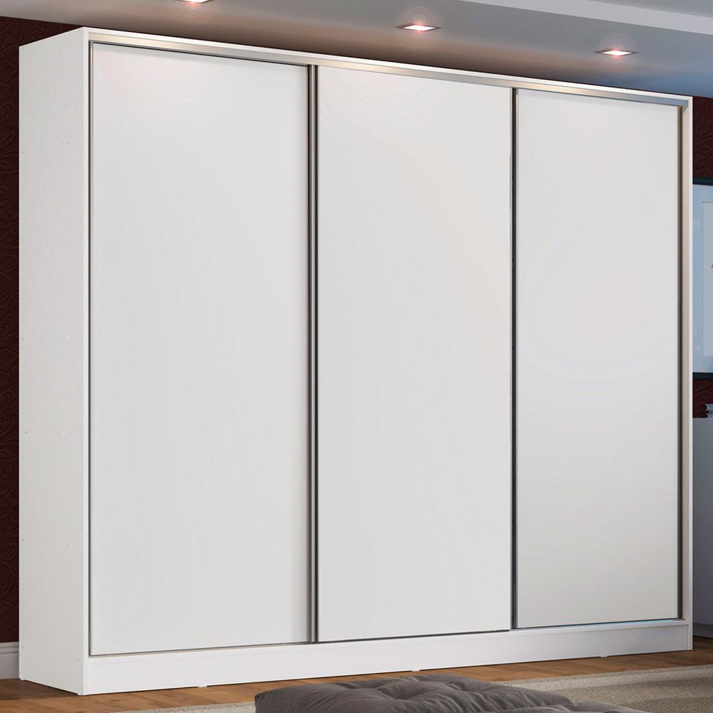 Miniatura Guarda Roupa Casal 100% MDF Madesa Zurique 3 Portas de Correr - Branco Branco