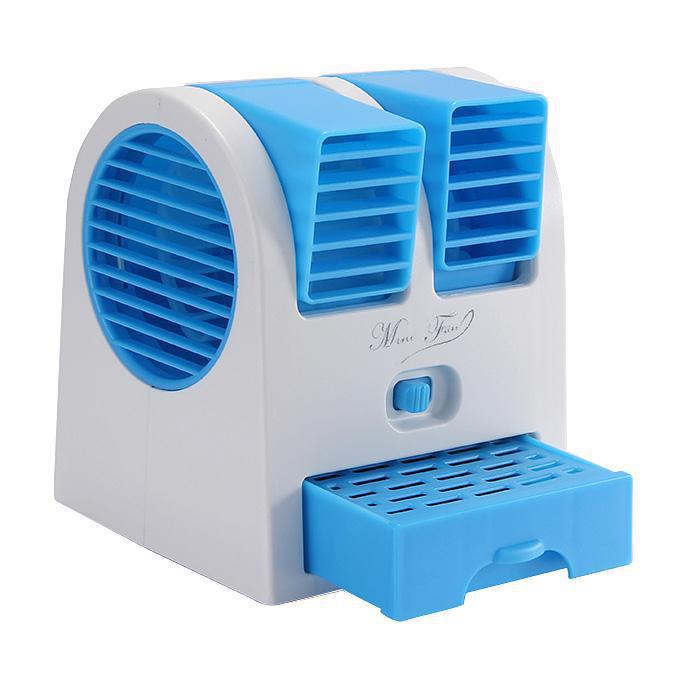 Mini Ventilador Usb E Pilhas Climatizador Azul (Hb-168)