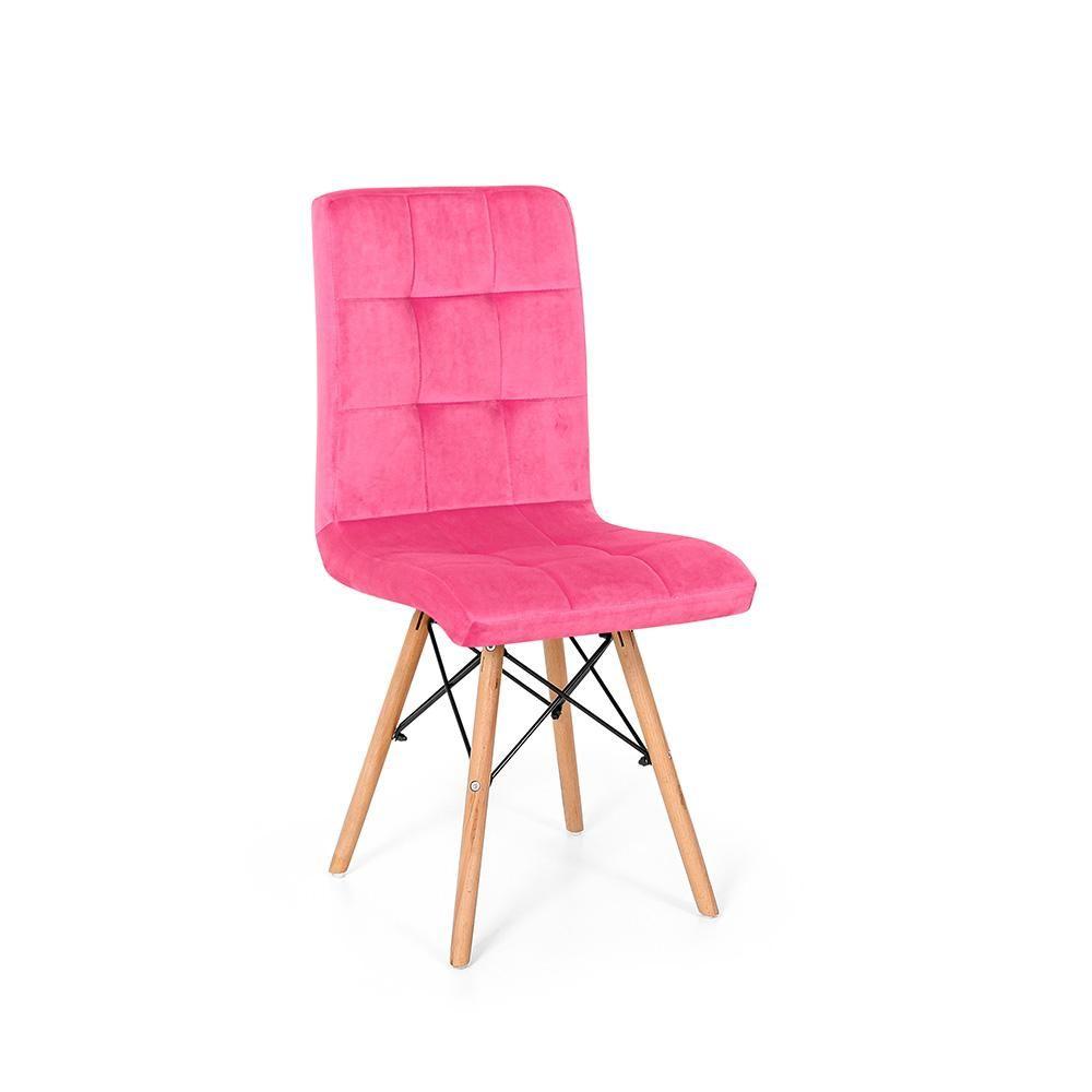 Miniatura Conjunto 04 Cadeiras Eiffel Gomos Veludo Estofada Rosa