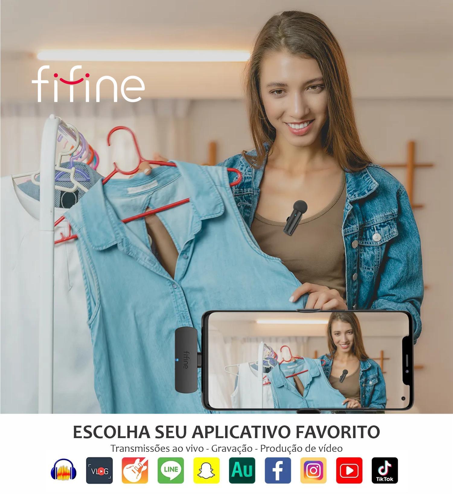 Miniatura Microfone De Lapela Sem Fio Fifine M6 Para Celular Android