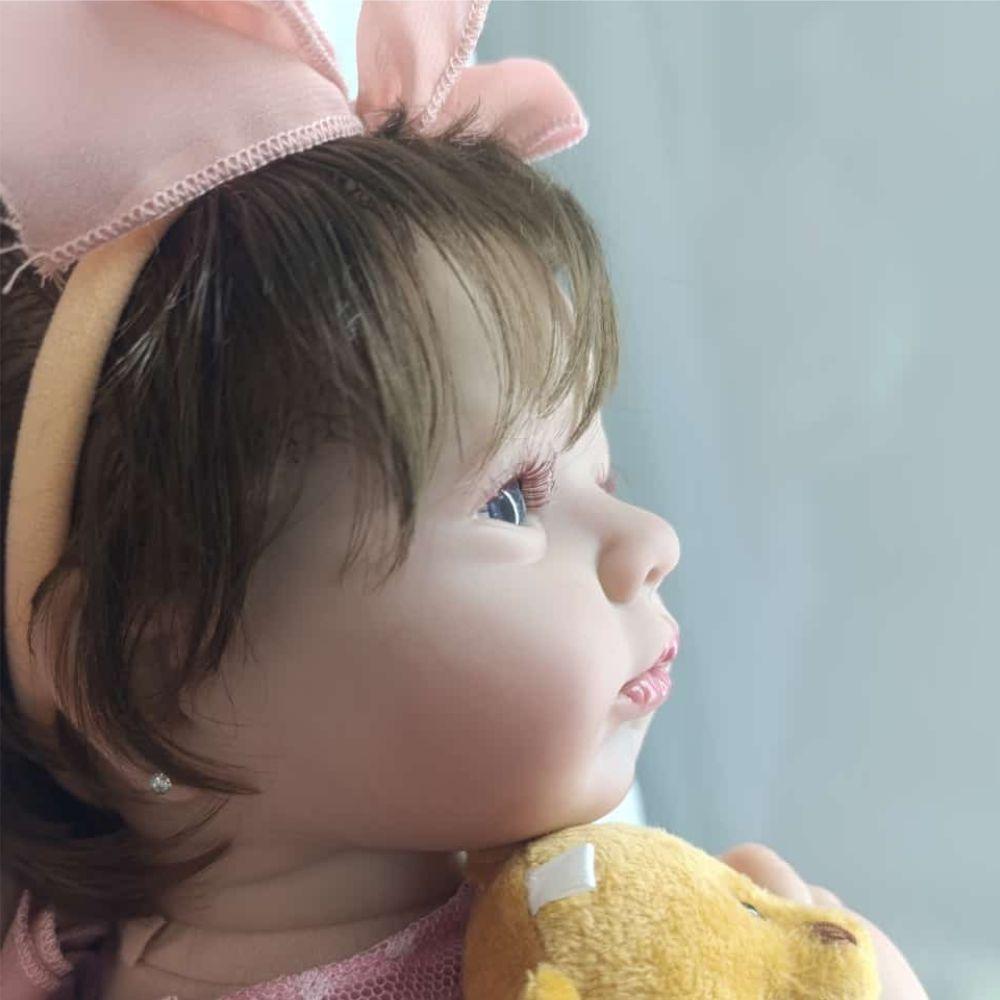 Miniatura Bebê Reborn Menina Olhos Abertos Artesanal Corpo De Pano Macio Antialérgico