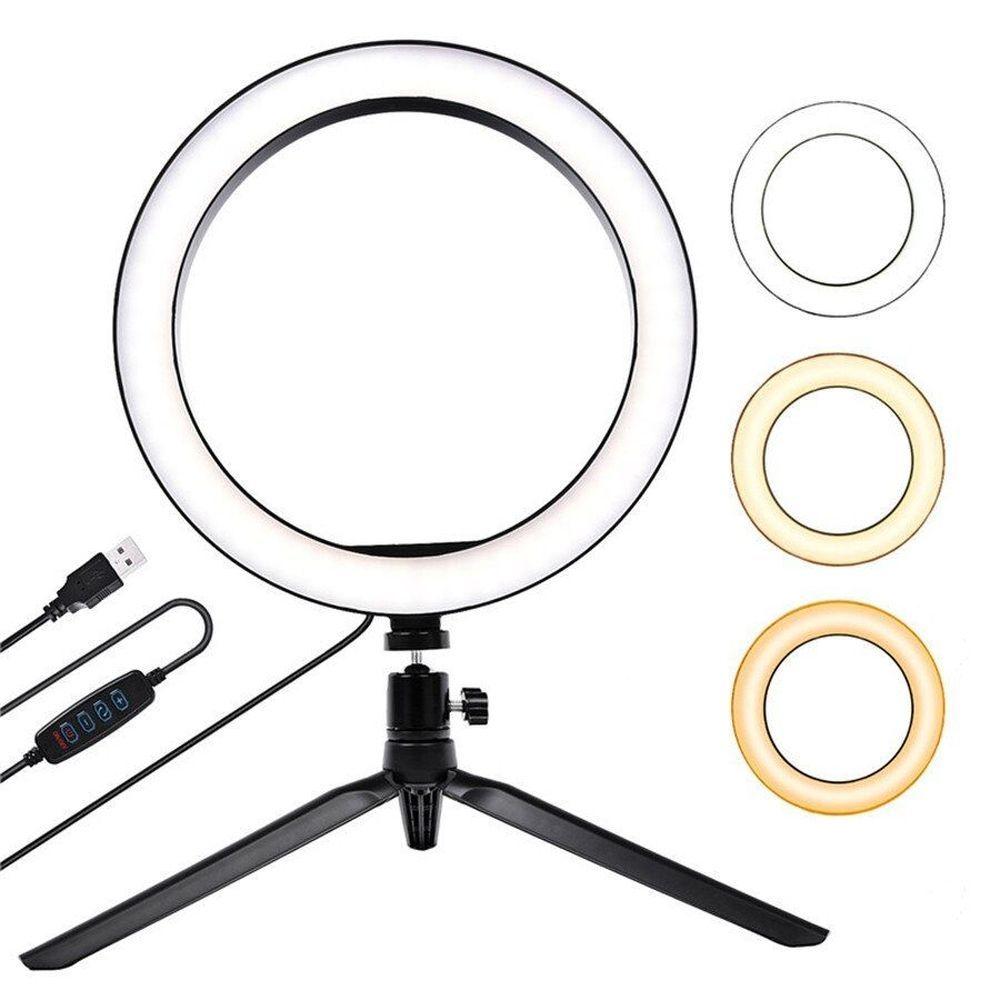 Miniatura Ring Light Iluminador Luz Led Flash Anel 16Cm 3 Cores Selfie Foto Vídeo Makeup Acessório Youtuber +
