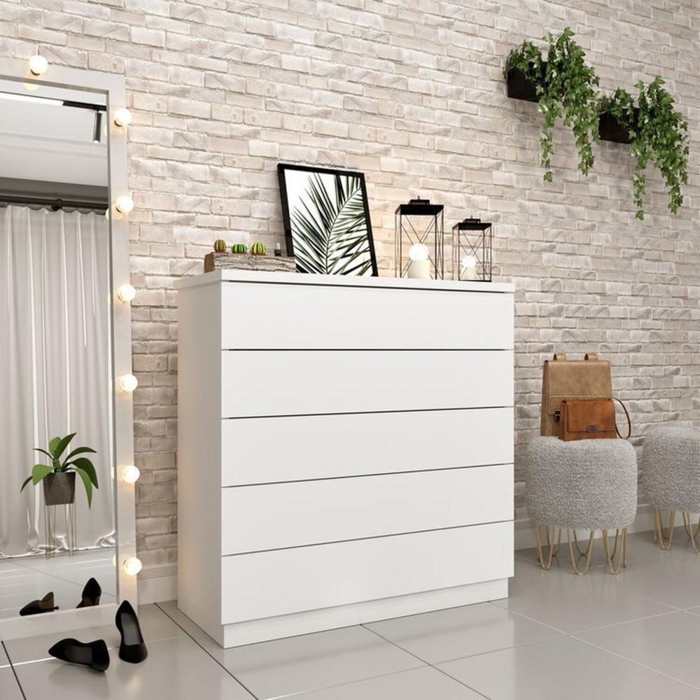 Miniatura Guarda-Roupa 6 Portas Portugal E Comoda 5 Gavetas Premium Espresso Móveis Branco/Neve