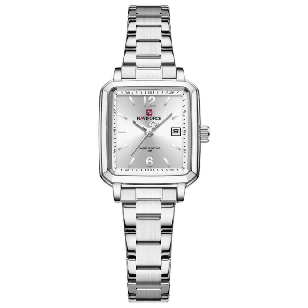 Miniatura Relógio Feminino Design Quadrado Casual De Quartzo Impermeavel De Aço Inoxidavel Prata