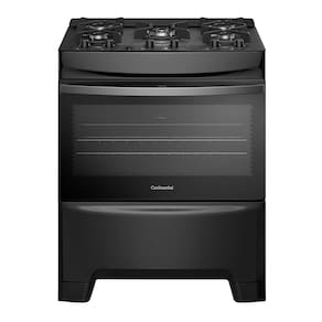 Miniatura Fogão Continental 5 Bocas FC5GB Preto com Mesa de Vidro, Forno Eco Turbo e Tripla Chama – Bivolt