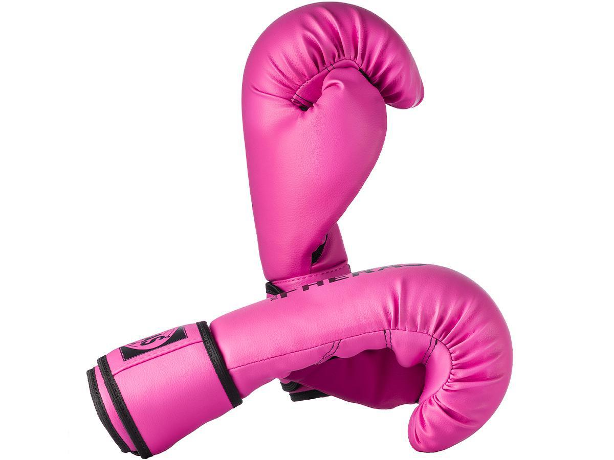 Miniatura Kit Luva De Boxe Muay Thai Mma Bandagem E Bucal Rosa 08Oz