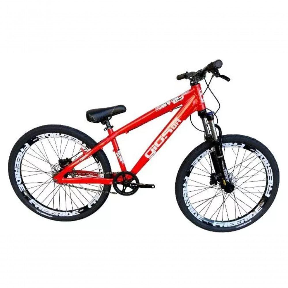Miniatura Bicicleta Gios Frx Evo Vermelho Neon Aro 26 Freeride Freio Disco Hidráulico