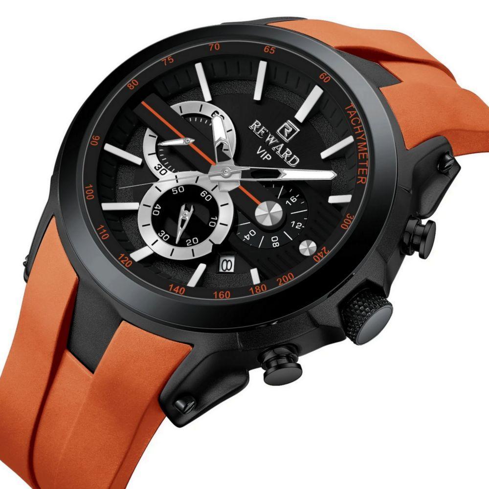 Miniatura Relogio Masculino Esportivo Impermeavel 3atm Pulseira De Silicone Laranja