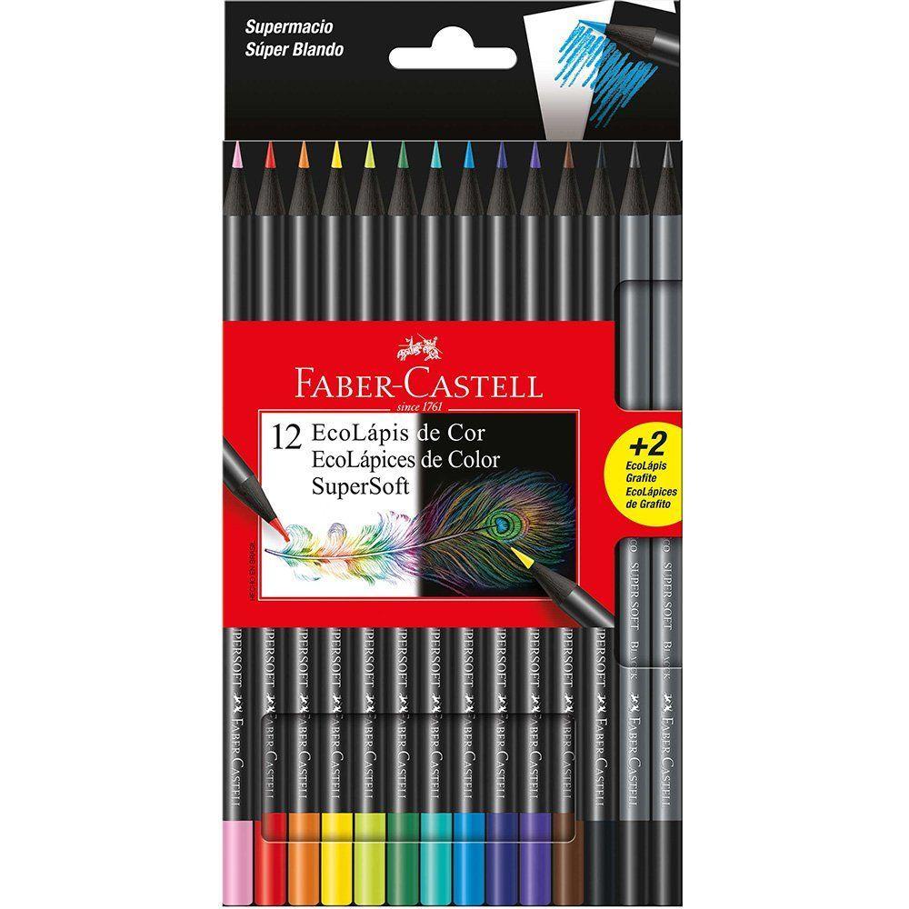 Miniatura Lápis De Cor Faber Castell Supersoft 12+2 Cores