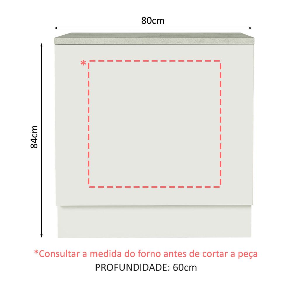 Miniatura Balcão para Forno de Embutir 80 x 60 cm Com Tampo Madesa Branco