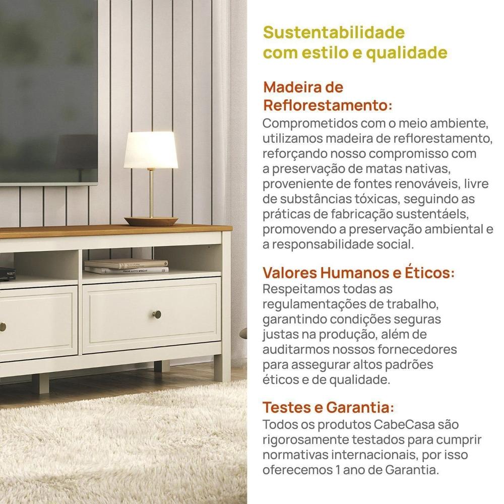 Rack para Tv 75 Polegadas 3 Gavetas 210cm Ananda Cabecasa Madeiramadeira Off-white/Mel