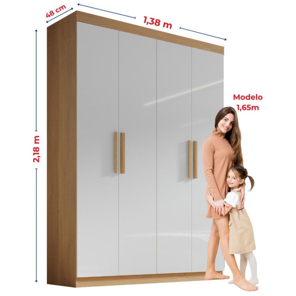 Miniatura Quarto Infantil Completo com Guarda-Roupa Cama 100% MDF e Cômoda Angel Cinamomo / Off White