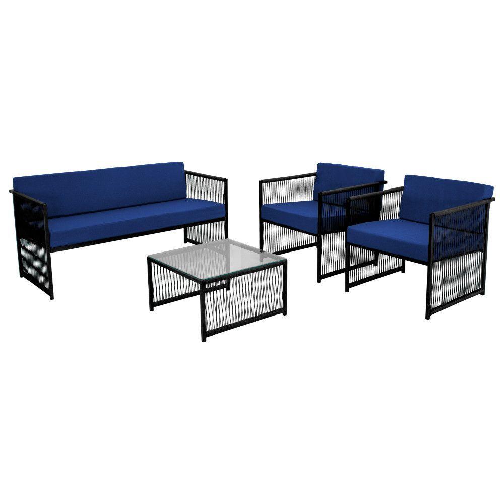 Miniatura Conjunto Para área Externa De Fibra Sintética Azul