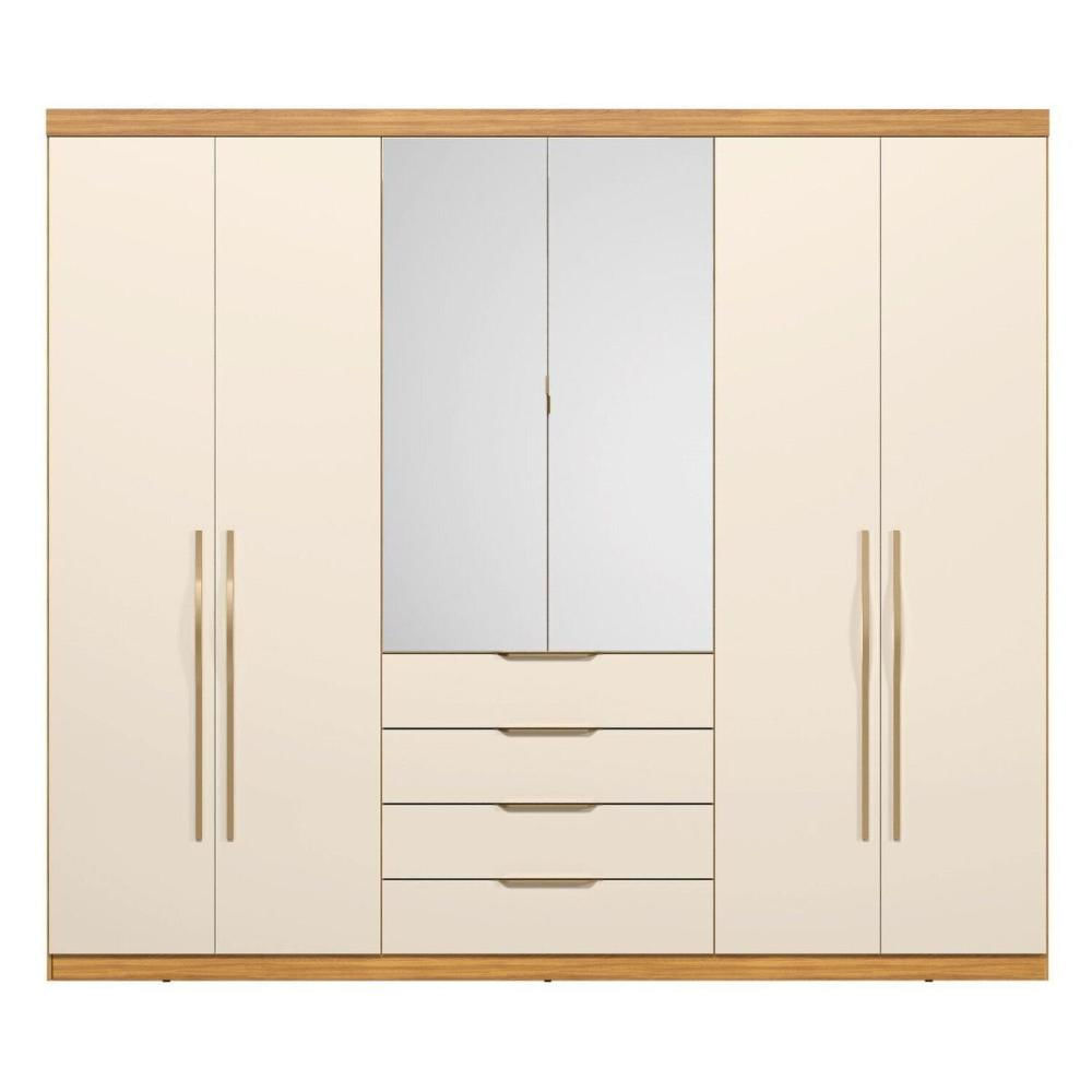 Miniatura Guarda-roupa Casal 6 Portas Giardino Cinnamon/Off White