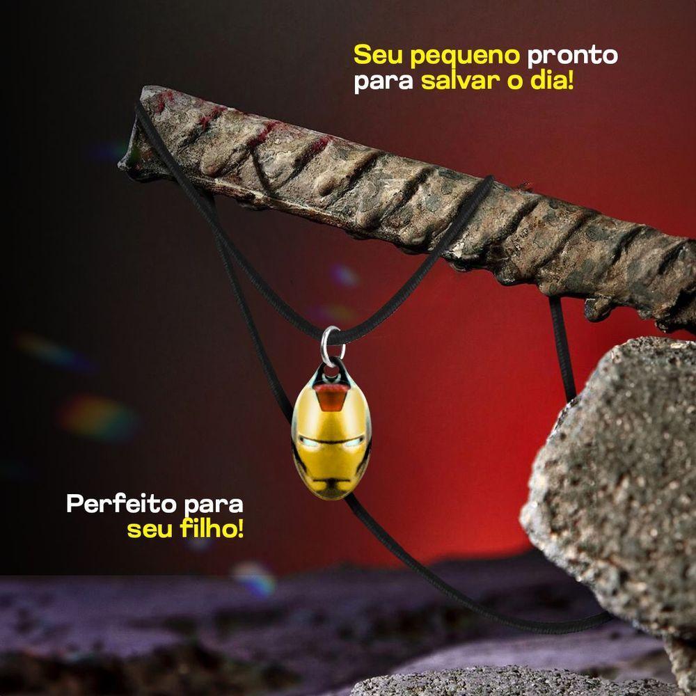 Miniatura Colar Infantil Menino + Pingente Qualidade Premium Iron Man Moda Homem De Ferro Ajustavel Heroi