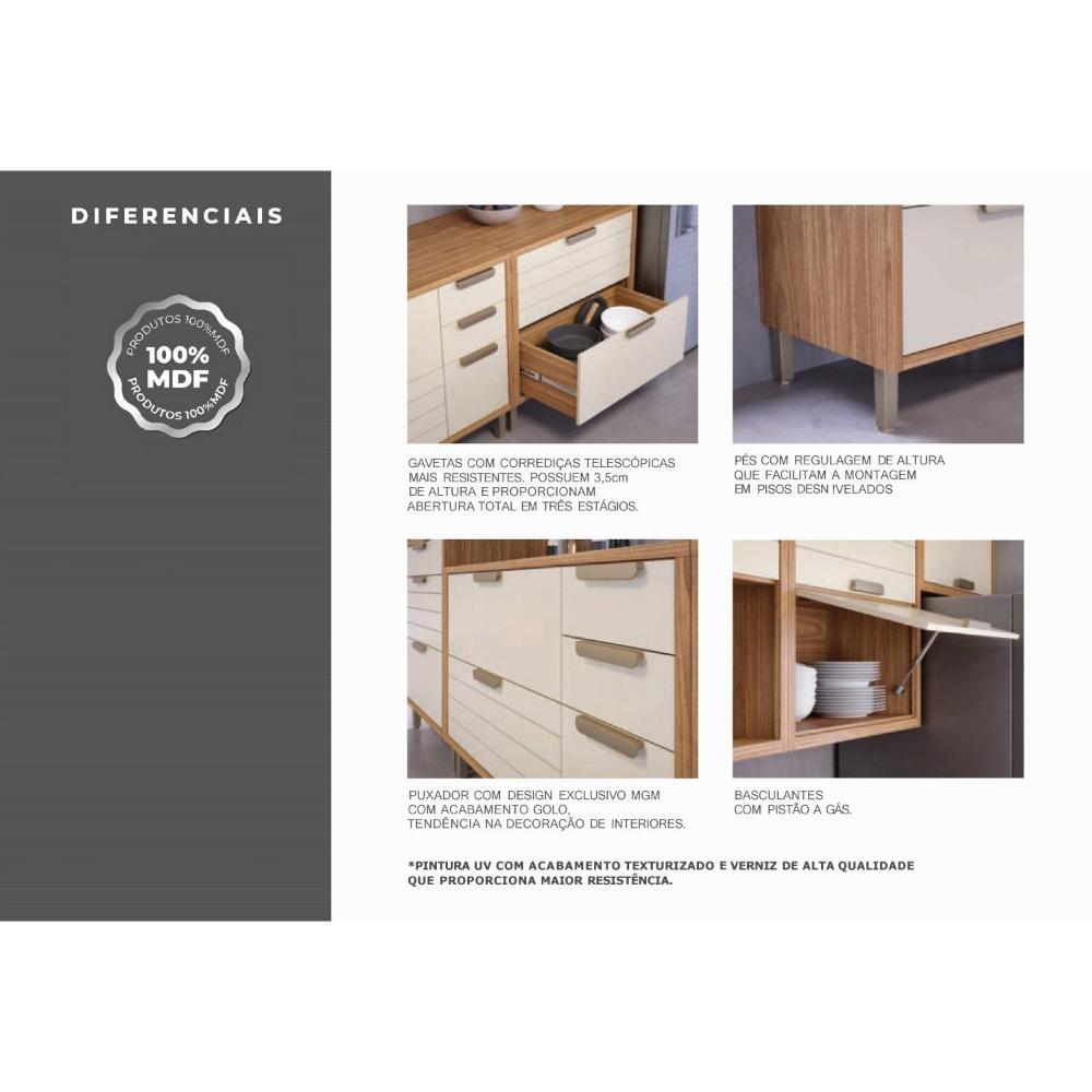 Armário Aéreo 2 Portas Basculantes 80cm Luiza Yescasa Freijó/Titanium