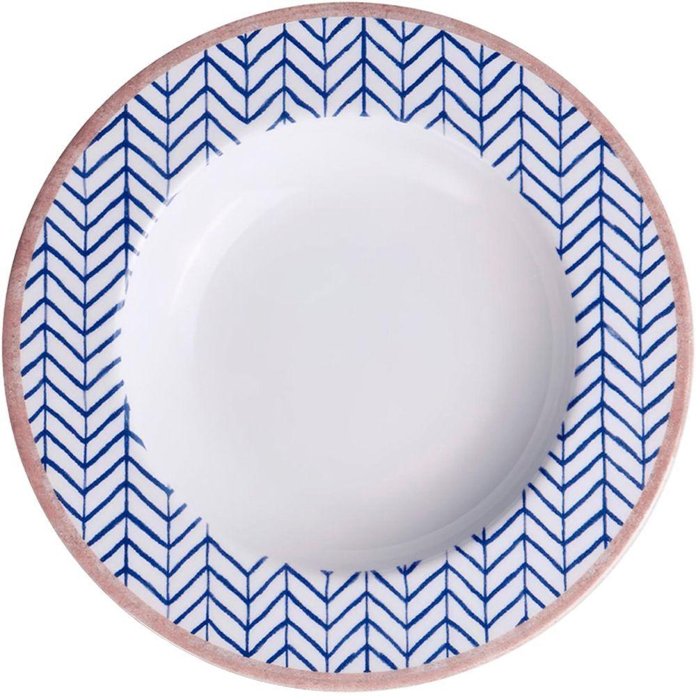 Miniatura Jogo Prato Fundo Sopa Lanche 6 Pessoas 6pçs Abstratta 23cm