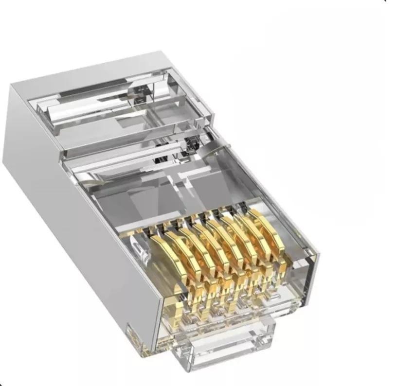Miniatura Conector Rj45 Blindado Cat6 Pacote C/10 Peças