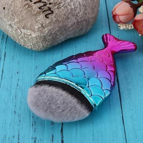 Miniatura Pincéis Maquiagem Pincel Sereia Peixe Contorno Rosa