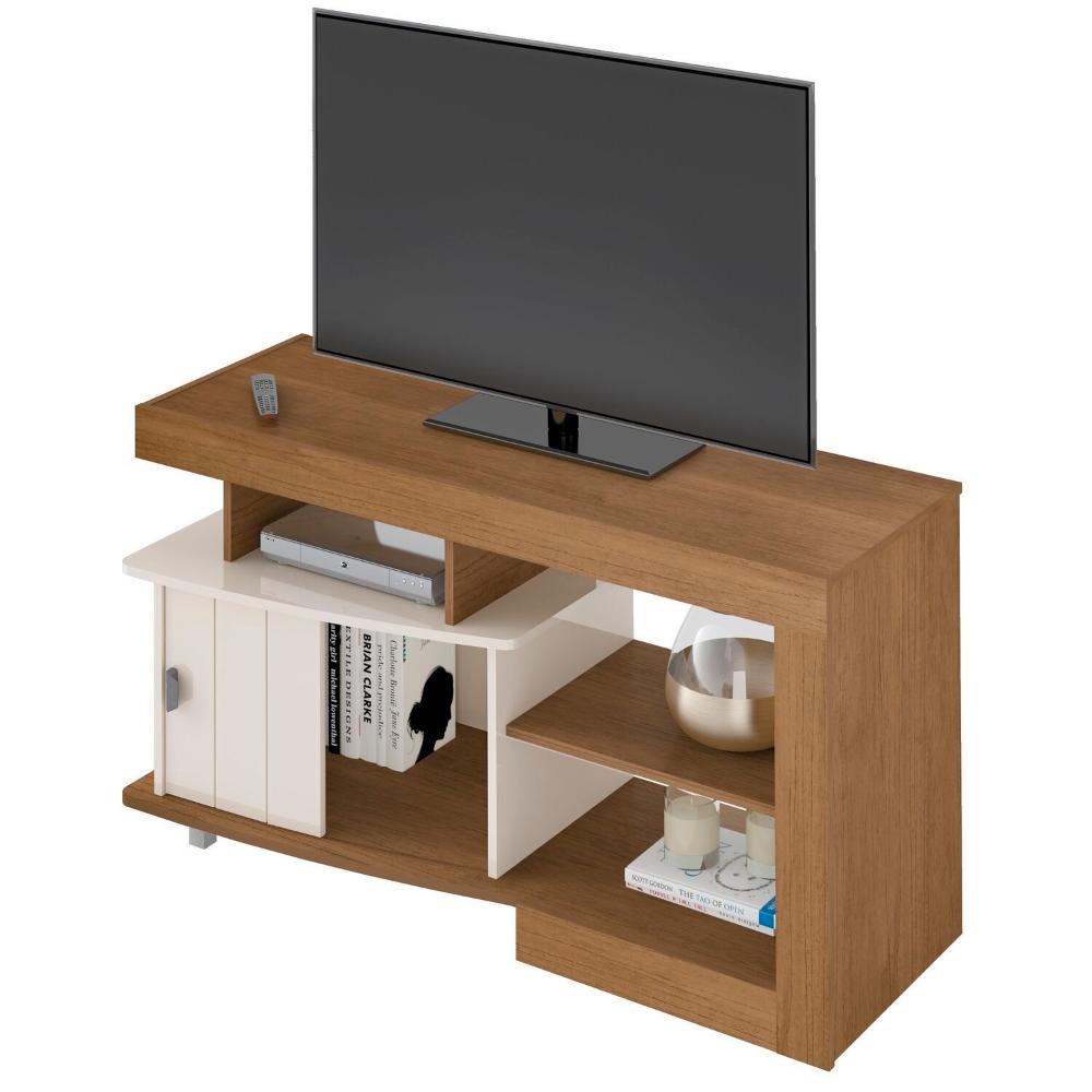 Miniatura Rack para Tv até 42 Polegadas 1 Porta Royal Moderno Cinamomo/Off White