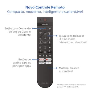 Smart TV 75" 4K Philips 75PUG7019/78 Google TV Dolby Audio Pixel Precise Preta