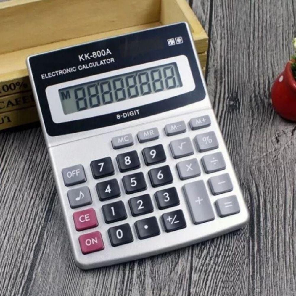 Miniatura Calculadora Mesa Portátil Sonora Eletrônica Kenko Kk-800A Prata - Calculadora - Portugues - Kenko - Básica
