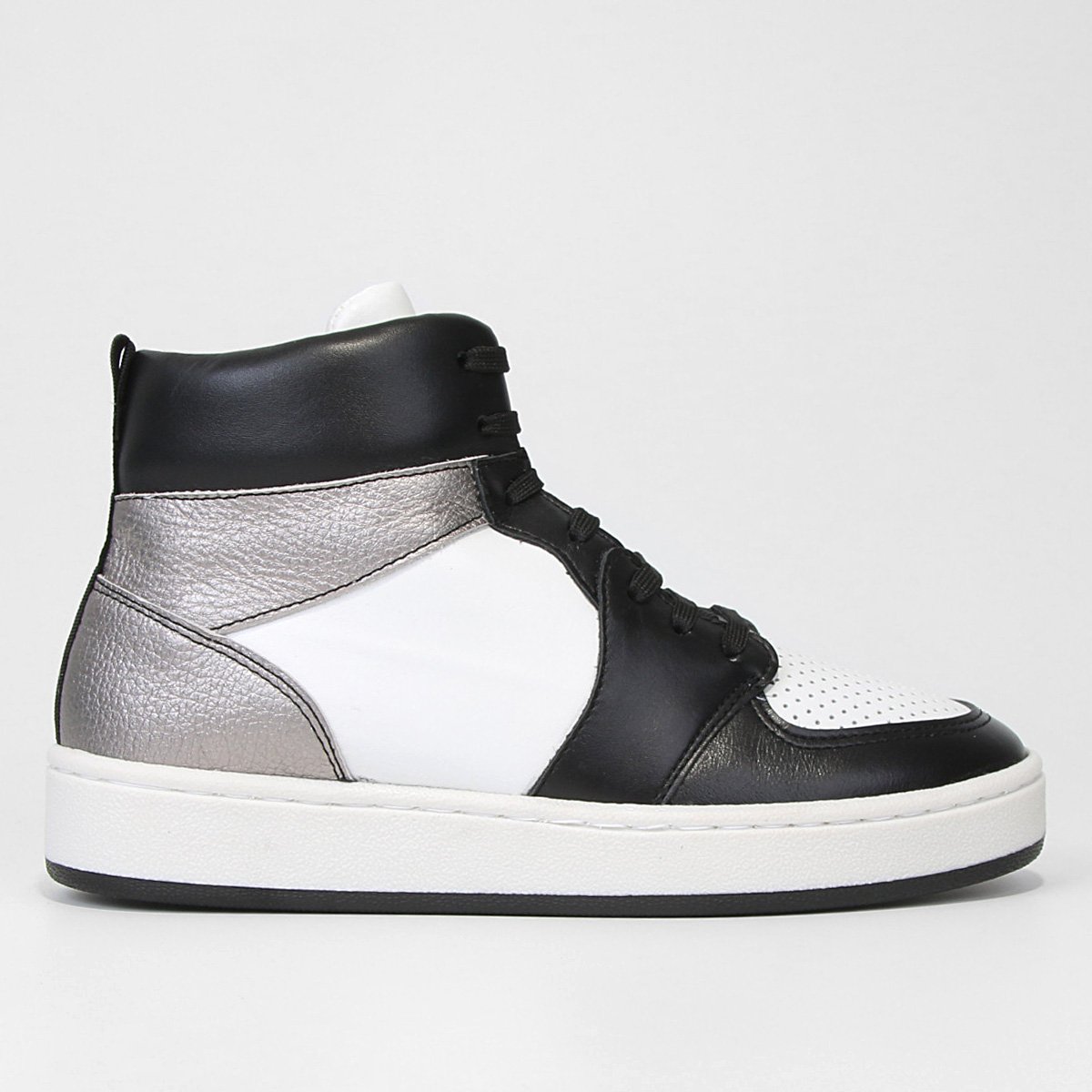 Miniatura Tênis Couro Loucos & Santos Feminino Preto+Branco - 35