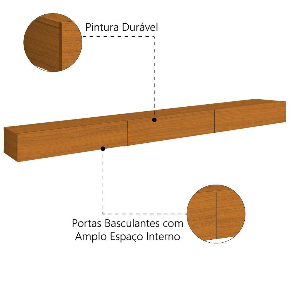 Miniatura Rack Suspenso Para Painel Ou Tv Até 75 Polegadas 3 Portas 2,00m Egeo Edn Madeirado