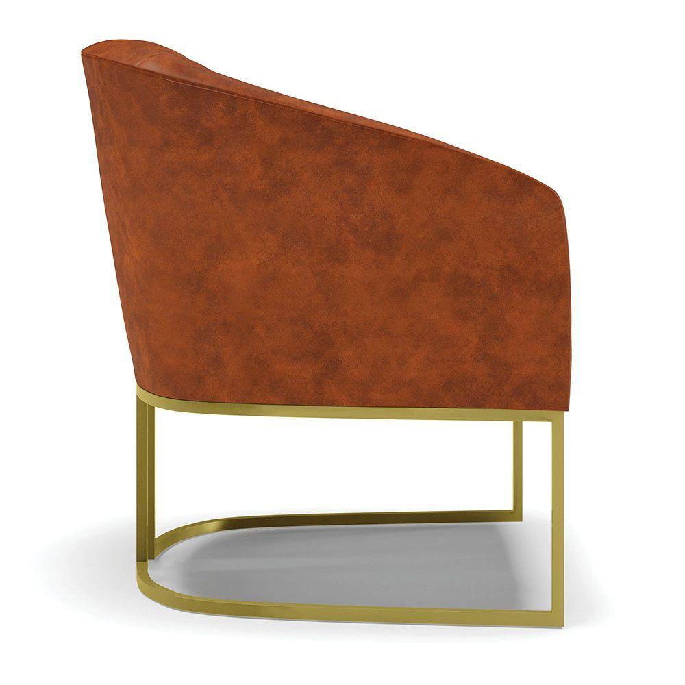 Kit 02 Poltronas Corano Base Industrial Dourada Cor Nozes