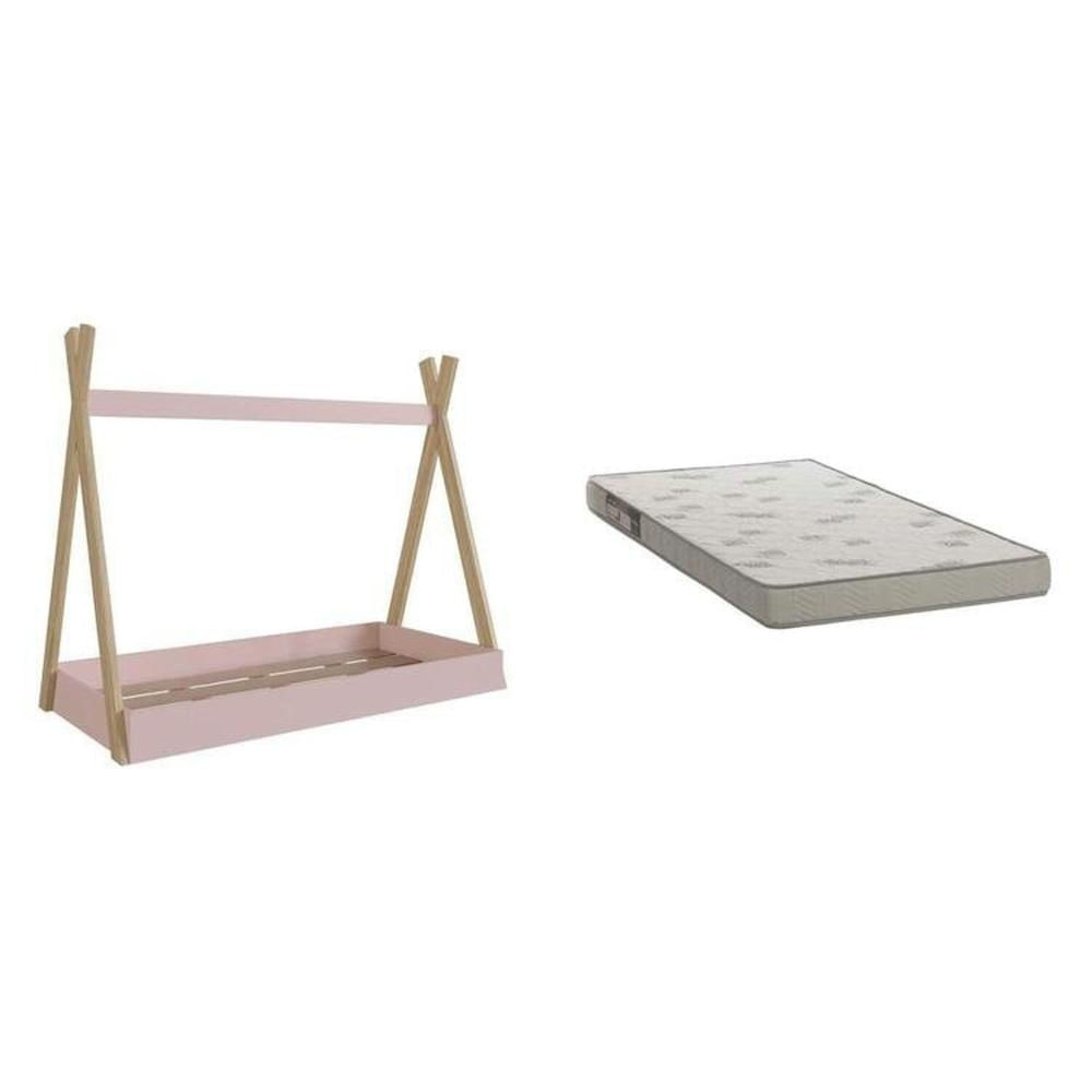 Miniatura Cama Infantil Cabana Solteiro com Colchão Itapuã/Rosa
