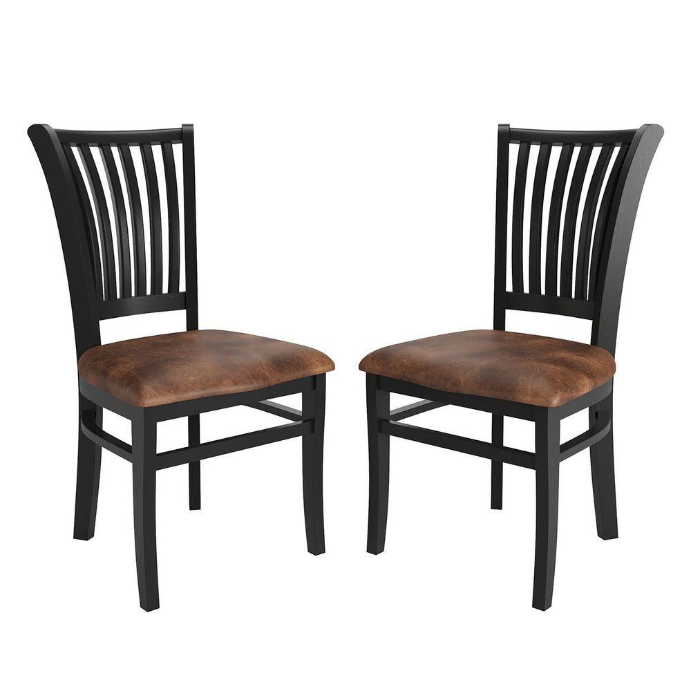 Miniatura Conjunto De 2 Cadeiras De Madeira Maciça Valência Preto